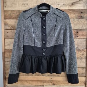 Daughters of the Liberation Military Peplum Jacket Anthropologie Sz 4 Tweed Y2k